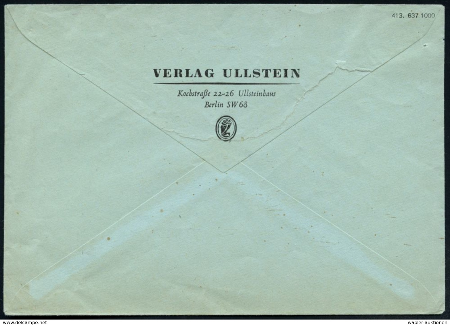 BERLIN SW/ 68/ U/ KOCHSTRASSE/ 22-25 1937 (25.10.) AFS = "U"(llstein) + Eule = Altes Firmen-Logo! ,"arisiert" = 1934 Zwa - Judaika, Judentum