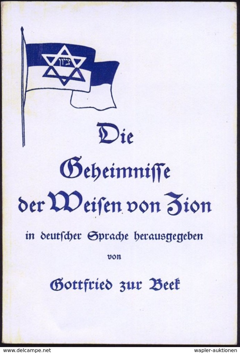 DEUTSCHES REICH 1932 "Die Geheimnisse Der Weisen Von Zion", Anti-semitisches Pamphlet,  Blauer Titel M. Davidstern-Flagg - Judaísmo