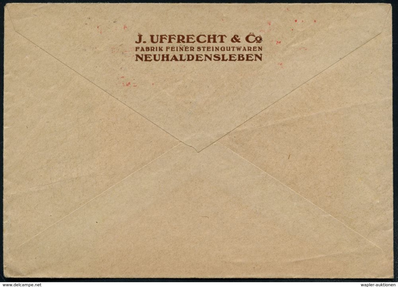 NEUHALDENSLEBEN/ ***/ J.UFFRECHT & Co.. 1930 (17.3.) Seltener AFS-Typ "Komusina" (Blumenvase) Rs. Abs.-Vordr.: ..FABRIK  - Porcelaine