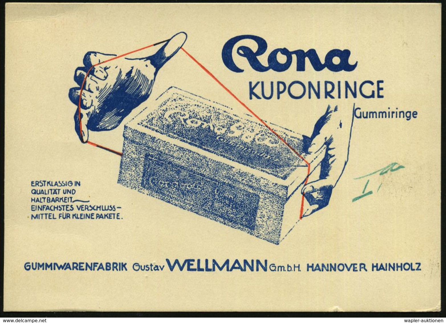 HANNOVER/ HAINHOLZ/ GUSTAV WELLMANN GmbH/ Gummiwarenfabrik 1930 (25.3.) Seltener AFS-Typ "Komusina" = Baby, Gr. Gummisau - Altri & Non Classificati