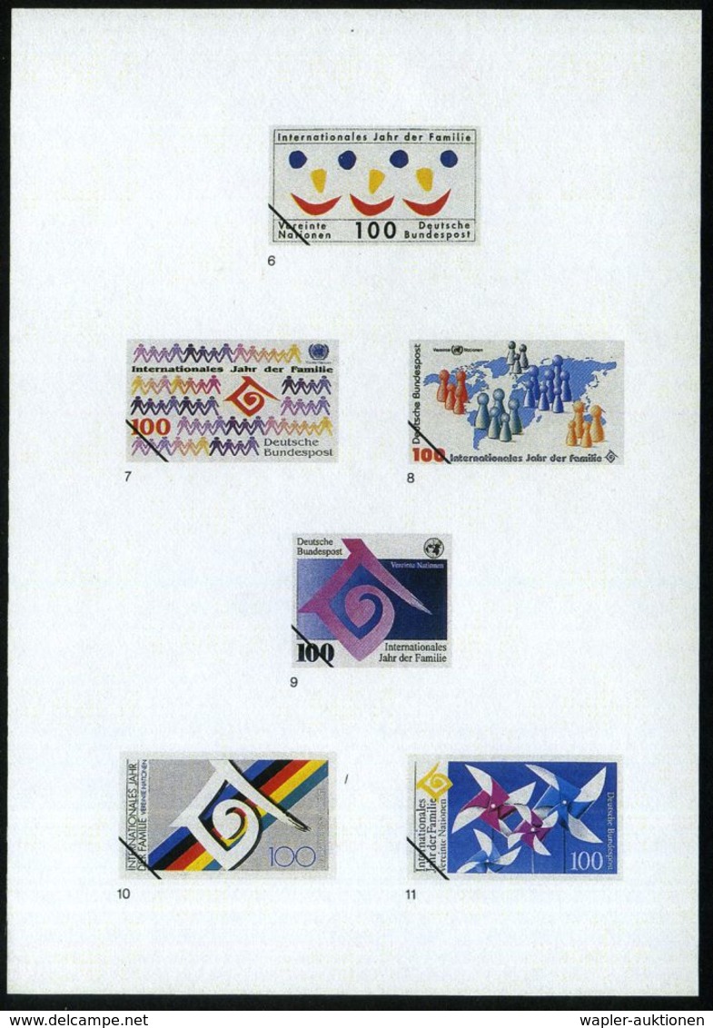 B.R.D. 1993 (Nov.) 100 Pf. "Internat. Jahr Der Familie", 23 Verschied. Color-Alternativ-Entwürfe D. Bundesdruckerei Auf  - Autres & Non Classés