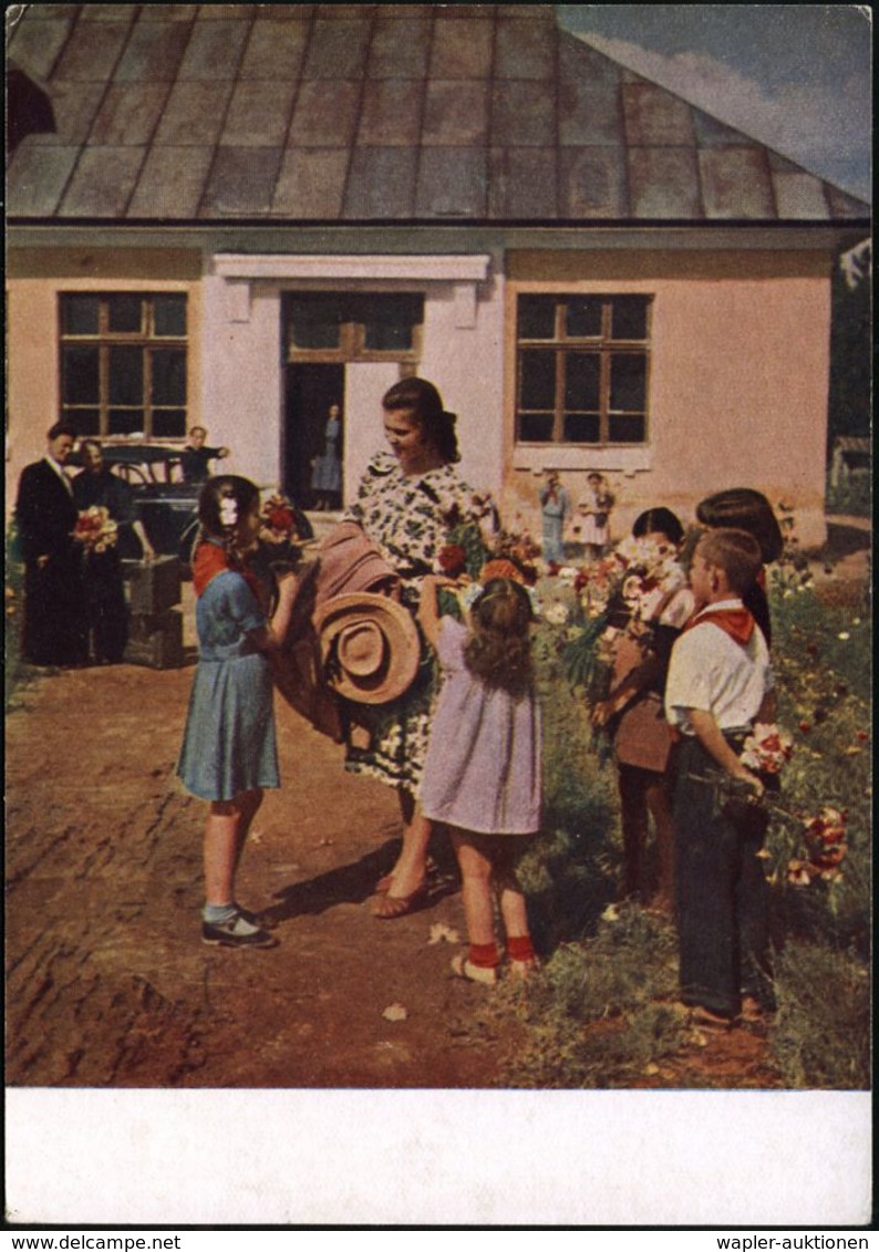 UdSSR 1961 40 Kop. BiP Spasskiturm, Grün: "Ankuft Der Neuen Lehrerin" (Kinder, Eltern, Junge Pioniere Mit Blumen) Ungebr - Autres & Non Classés