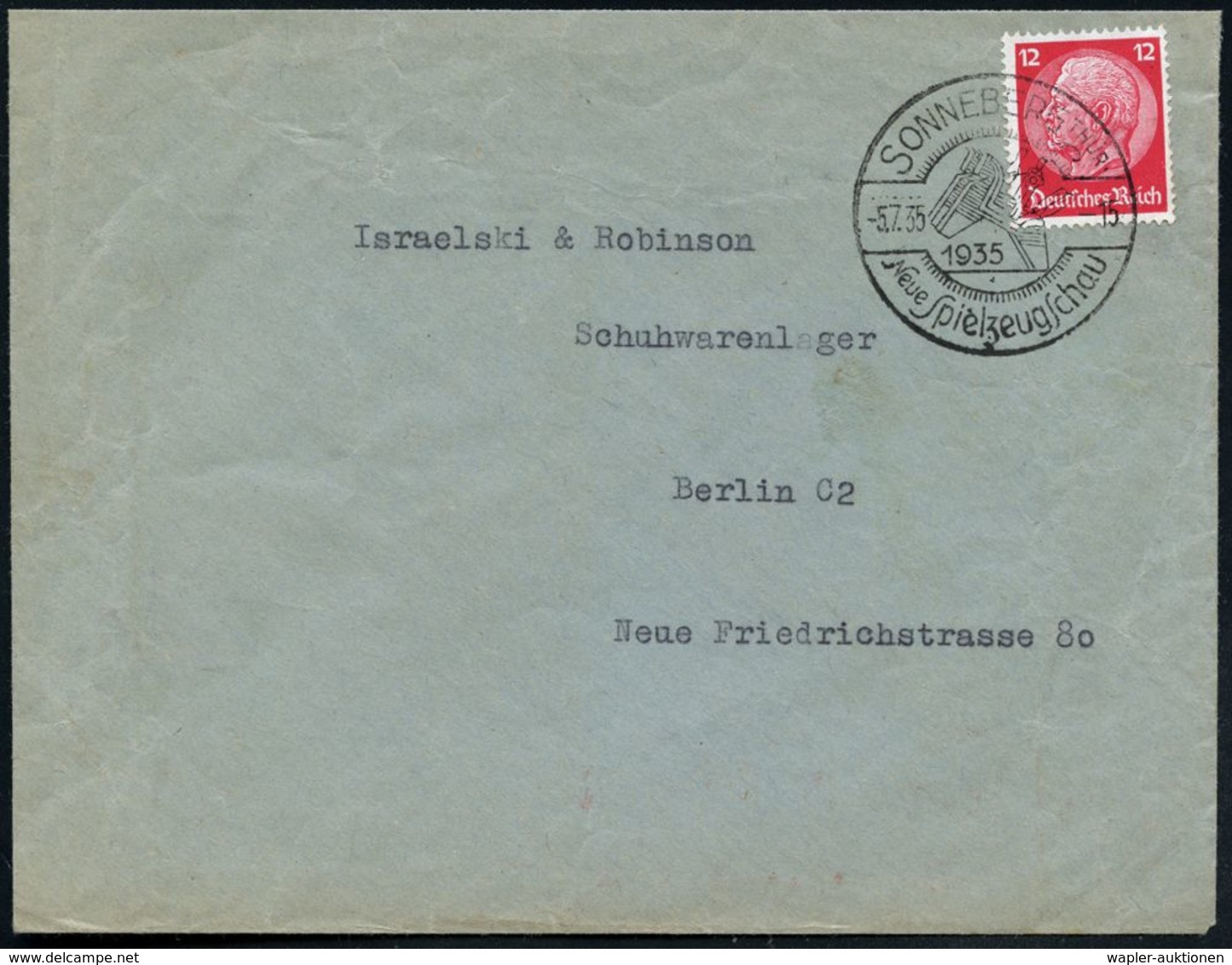 SONNEBERG THÜR./ Neue Spielzeugschau 1935 (5.7.) Seltener HWSt = 2 Holz-Reiterfiguren , Klar Gest. Bedarfs-Bf. (Bo.2 , N - Non Classés