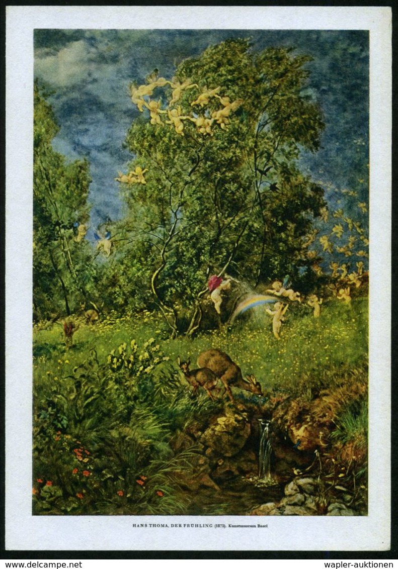 B.R.D. 1958 Schmuckblatt-Telegramm: "Der Frühling", Gemälde Von Hans Thoma, 1873 (Bäume, Engel-Scharen, Rehe, Quelle, Re - Autres & Non Classés