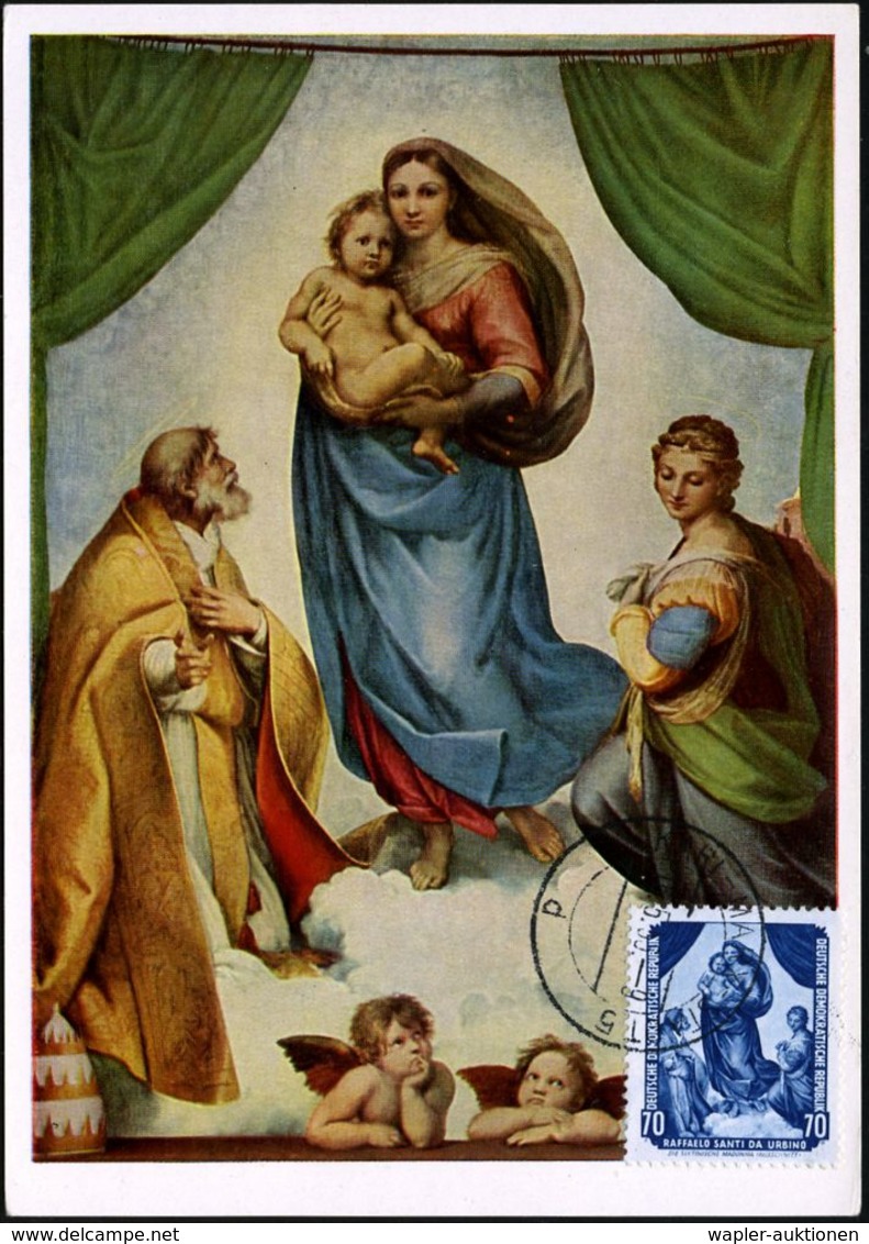 D.D.R. 1956 (Mai) 70 Pf. "Sixtinische Madonna" Von Raffael (Raffaelo Santi) , Klar Gest. Maximumkt.  (Mi.509) - Eiskunst - Autres & Non Classés