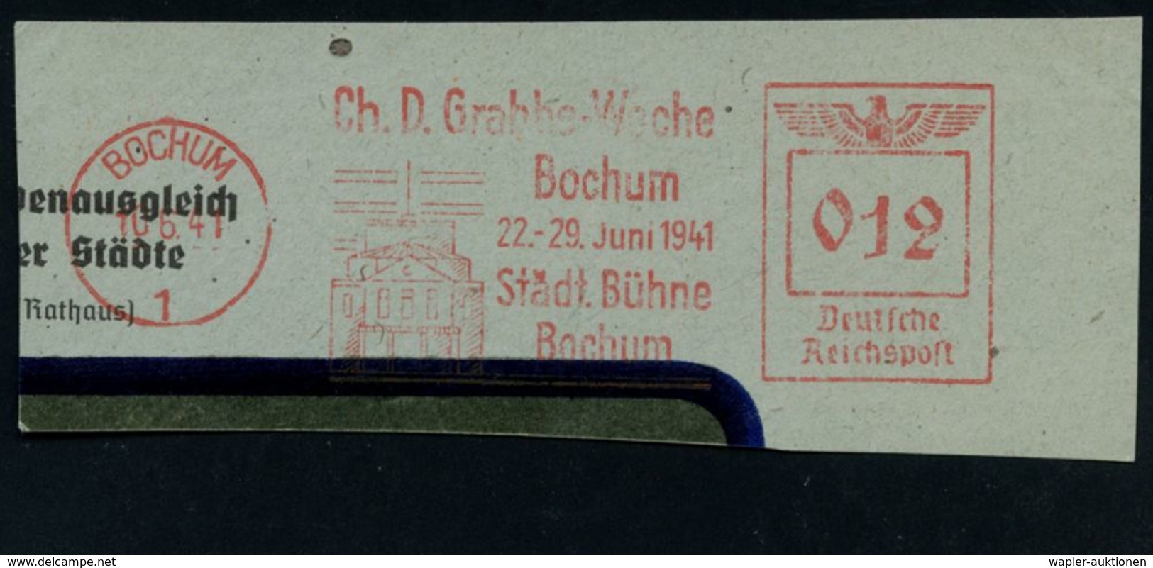 BOCHUM/ 1/ Ch.D.Grabbe-Woche/ ..22.-29.Juni 1941/ Städt.Bühne 1941 (Juni) Sehr Seltener AFS (Theater Bochum) Klar Auf Kl - Ecrivains