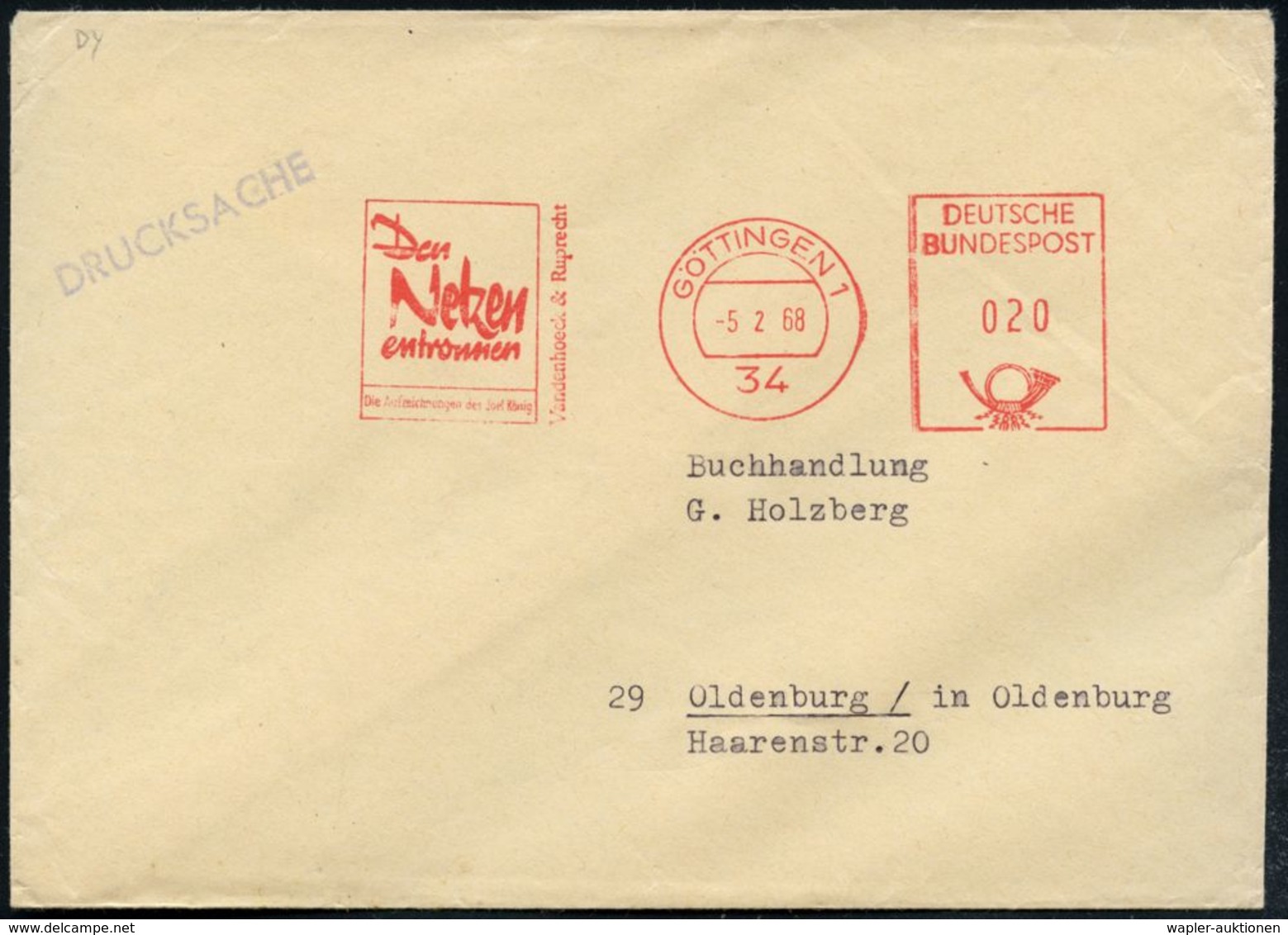 34 GÖTTINGEN 1/ Den/ Netzen/ Entronnen/ Die Aufzeichnungen D.Joel König/ Vandenhoech & Ruprecht 1968 (5.2.) Seltener AFS - Ecrivains