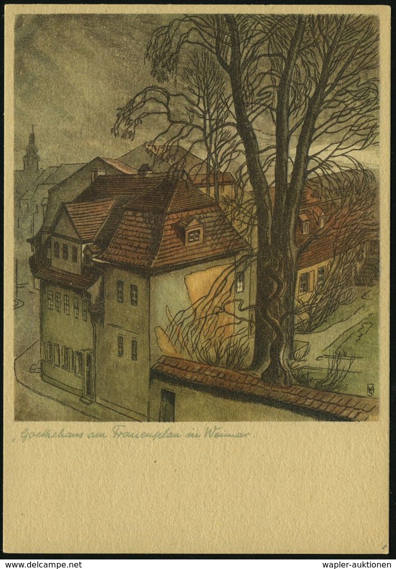 Weimar 1949 amtl. Color-Jubil.-Sonderkarten: GOETHE /STÄTTEN SEINES LEBENS , kompl. Serie von 12 Karten (Druckvermerk Ca