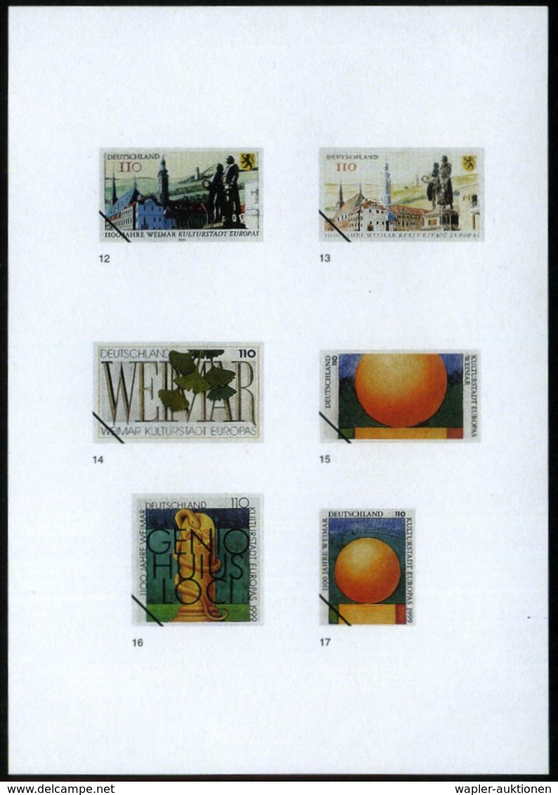 B.R.D. 1998 (Nov.) 110 Pf. "1100 Jahre Weimar", 25 Verschied. Color-Alternativ-Entwürfe D. Bundesdruckerei Auf 5 Entwurf - Ecrivains