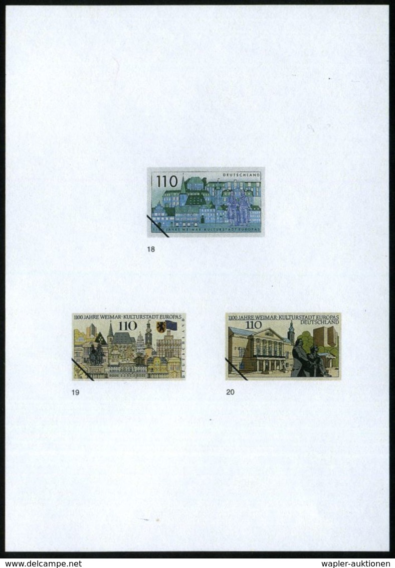 B.R.D. 1998 (Nov.) 110 Pf. "1100 Jahre Weimar", 25 Verschied. Color-Alternativ-Entwürfe D. Bundesdruckerei Auf 5 Entwurf - Ecrivains