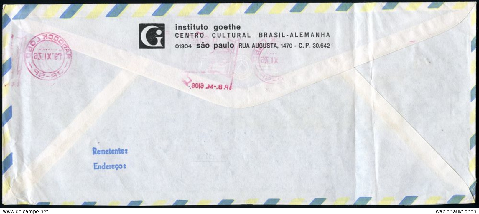 BRASILIEN 1976 (22.11.) AFS: HADDOCK LOBO/DR-SP/CENTRO CULTURAL/instituto Goethe../BRASIL ALEMANHA Klar Auf (gefaltetem) - Schriftsteller