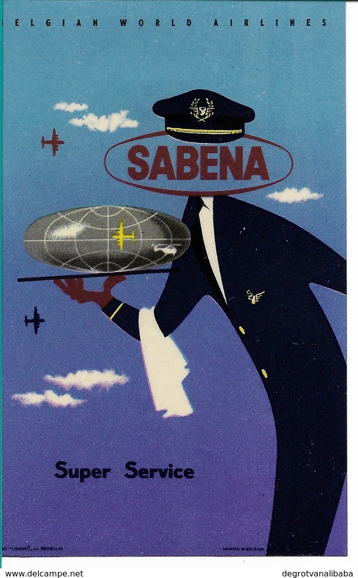 SABENA - Bagage Etiket: Super Service - Aufklebschilder Und Gepäckbeschriftung
