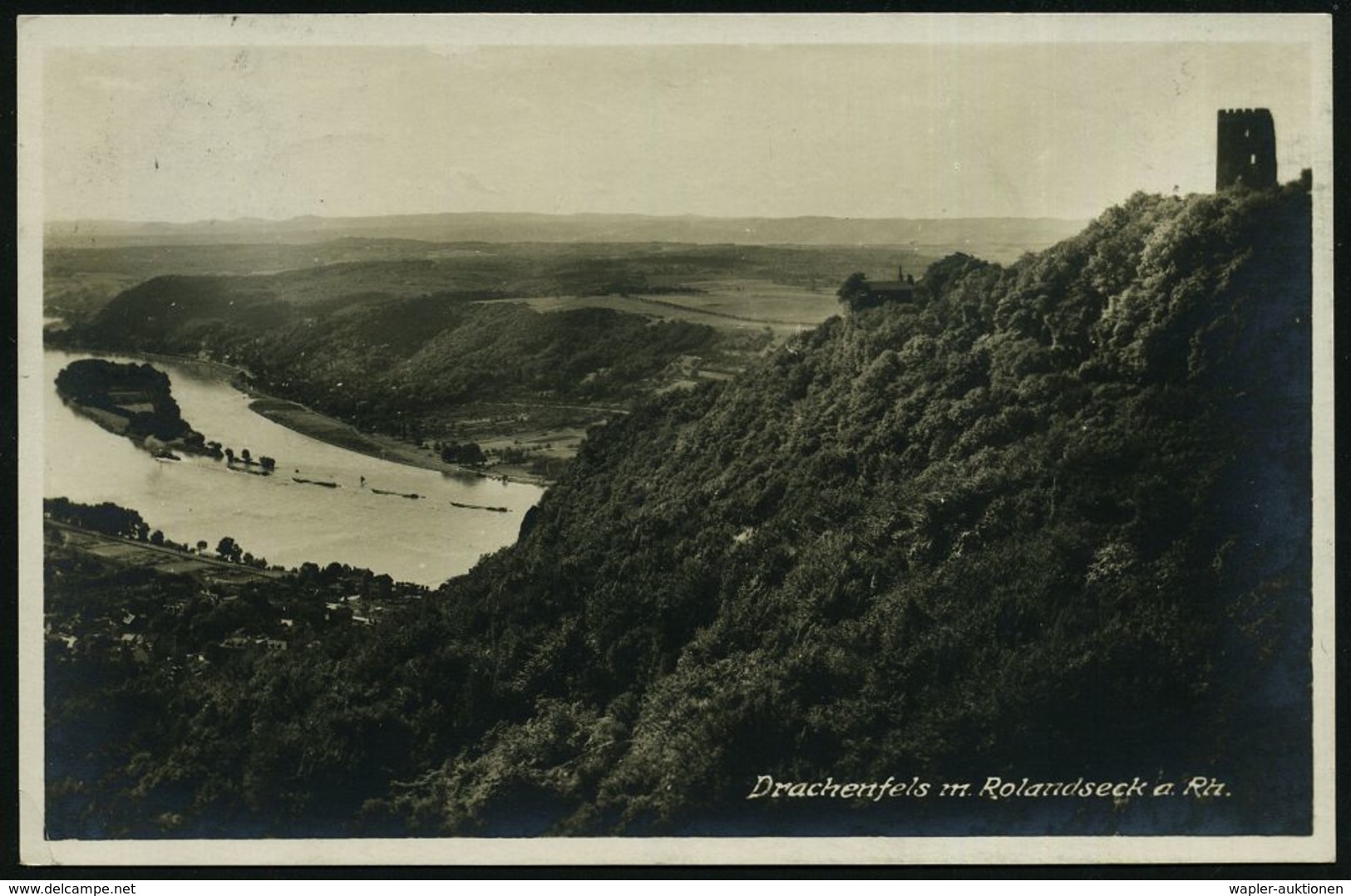 DRACHENFELS/ *** 1928 (14.9.) 1K-Gitter = Hauspostamt Drachenfels Auf S/w.-Foto-Ak.: Drachenfels , Bedarf - Faustball /  - Ecrivains