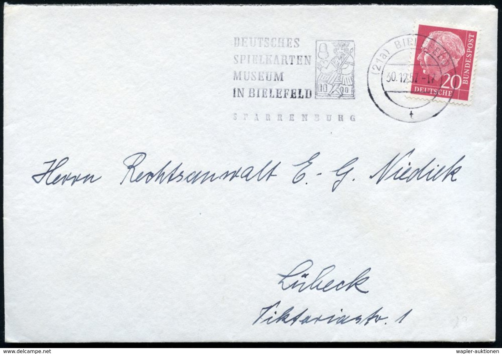 (21a) BIELEFELD 2/ T #bzw.# Za/ DEUTSCHES / SPIELKARTEN/ MUSEUM 1957/60 Je MWSt = Eichel-König Auf Bedarfs-Bf. Bzw. Beda - Non Classificati