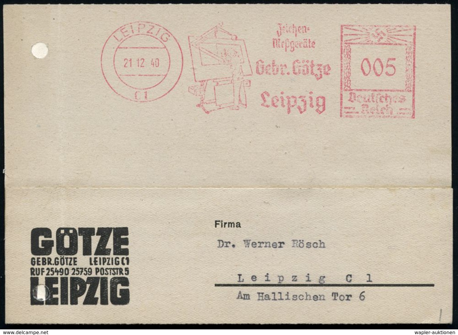 LEIPZIG/ C 1/ Zeichen-/ Meßgeräte/ Gebr.Götze 1952 (24.11.) Dekorativer AFS = Techn. Zeichner Am Zeichenbrett (links Reg - Non Classés
