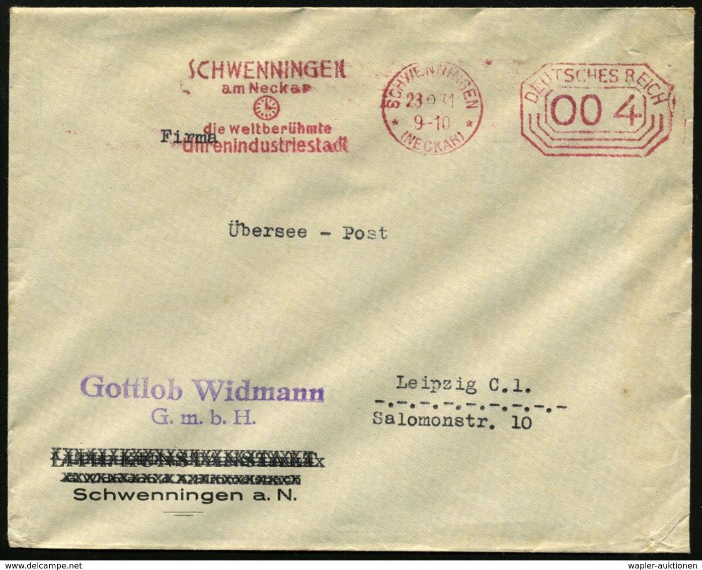 SCHWENNINGEN/ (NECKAR)/ ..die Weltberühmte/ Uhrenindustriestadt/ DEUTSCHES REICH 1931 (23.9.) Seltener PFS 004 Pf. Achte - Horlogerie