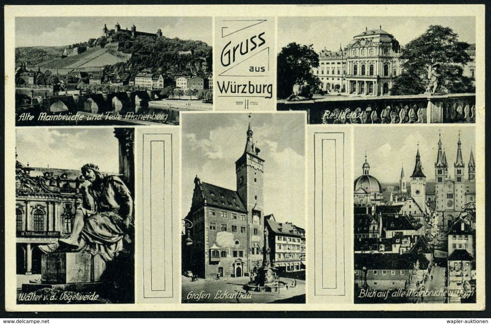 WÜRZBURG 2/ A/ HERR WALTHER/ VON DER/ VOGELWEIDE/ BEGRABEN ZU/ WÜRZBURG 1942 (13.12.) MWSt = Walther V.d.Vogelweide, Kla - Musique