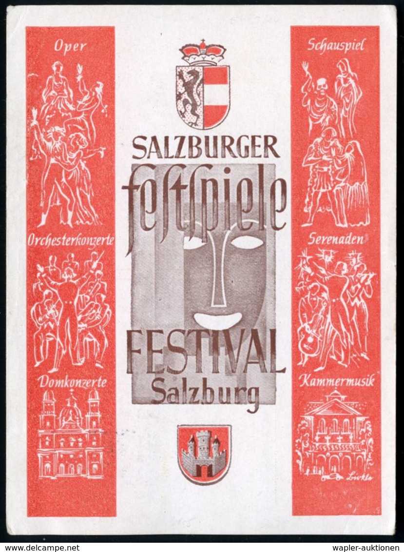 ÖSTERREICH 1947 (21.8.) SSt: SALZBURG 1/SALZBURGER FESTSPIELE (= Festung Hohensalzburg) Auf EF 12 Gr. Schubert, Klar Ges - Musique