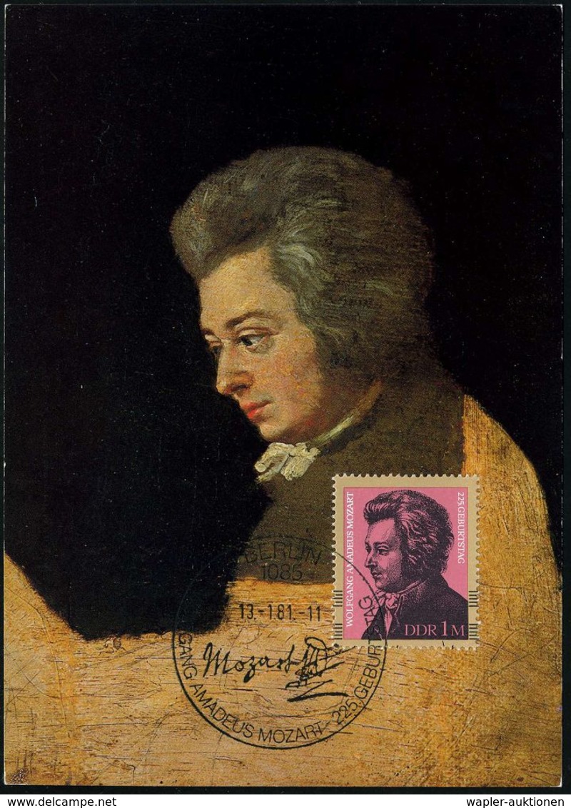 1085 BERLIN/ W.A.MOZART 225.GEBURTSTAG 1981 (13.1.) SSt Auf EF 1 Mk. Mozart , Ersttags-Maximum-Kt.  (Mi.2572) - - Musique