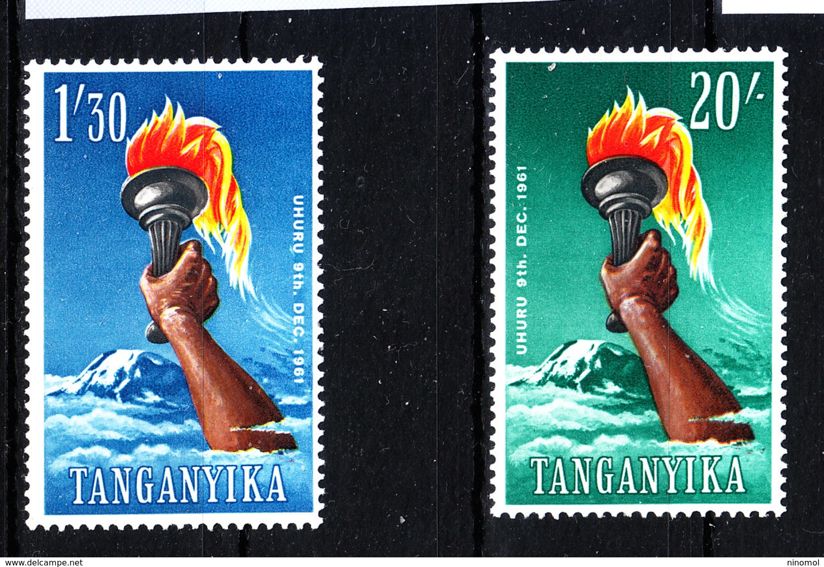 Tanganika  -1961. Kilimangiaro E Torcia In Mano Alto Valore. Kilimanjaro And Torch In Hand High Values Of Series. MNH - Geografia