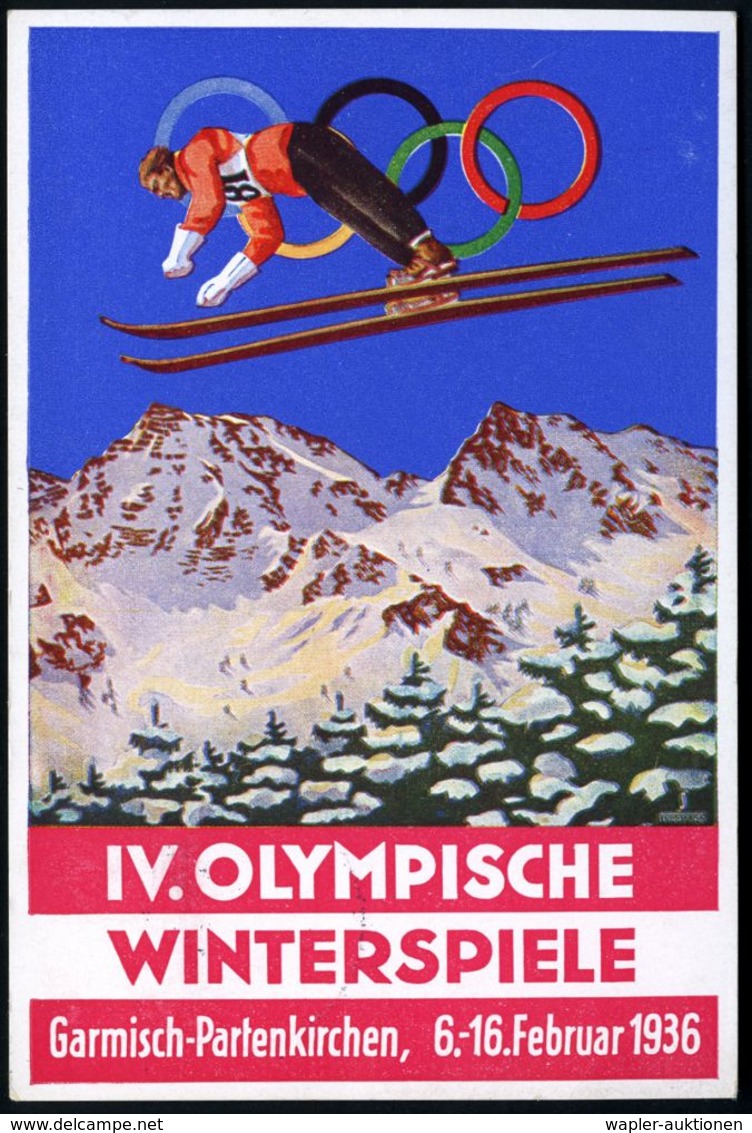 GARMISCH-PARTENKIRCHEN/ IV.Olymp.Winterspiele 1936 (6.2.) HWSt Vom  Eröffnungstag Auf EF 6+4 Pf. Olympia (Mi.600 EF) Auf - Estate 1936: Berlino