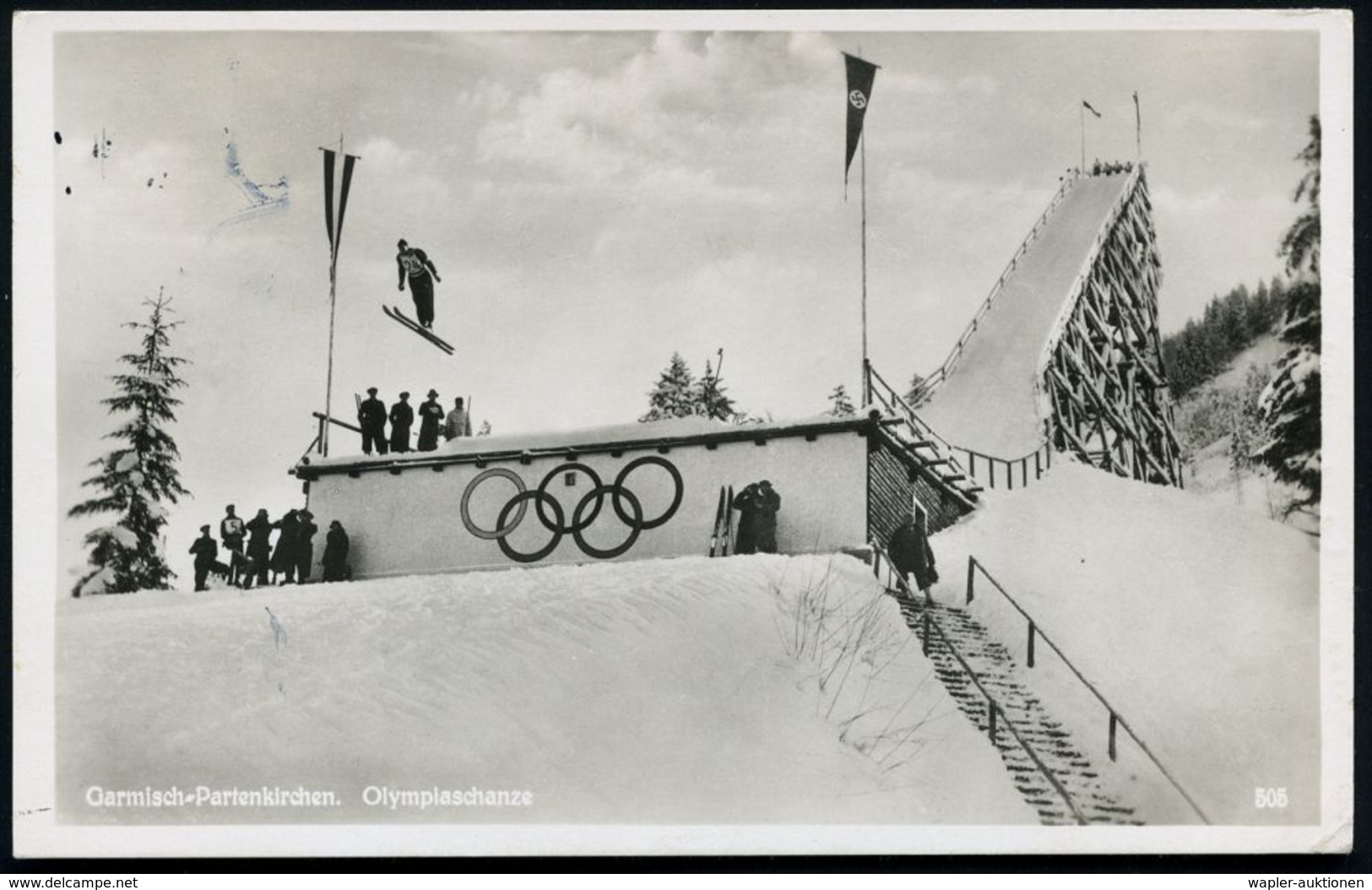 GARMISCH-PARTENKIRCHEN 2/ */ Olympische Winterspiele/ 6.-16.2. 1936 (17.2.) MWSt (Skispringer) Auf .EF 6 + 4 Pf. Winter- - Estate 1936: Berlino