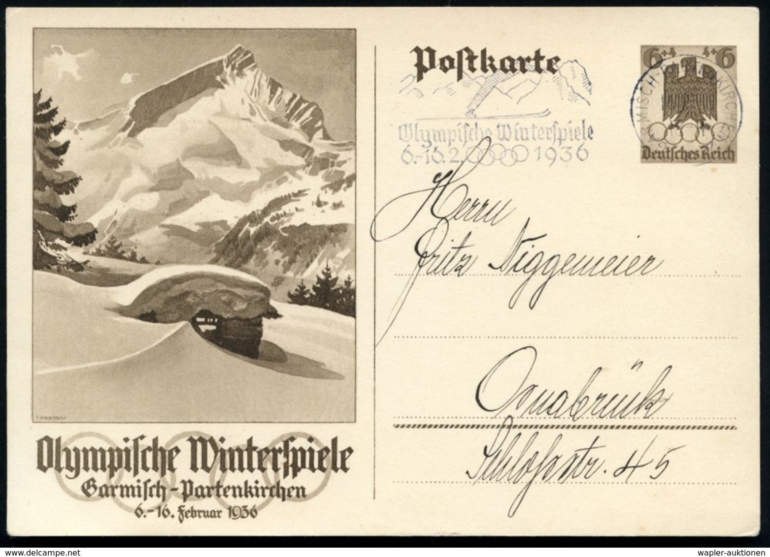 GARMISCH-PARTENKIRCHEN/ */ Olympische Winterspiele/ 6.-16.2. 1936 (16.2.) MaWSt (Skispringer) Vom Finaltag Auf Passender - Ete 1936: Berlin