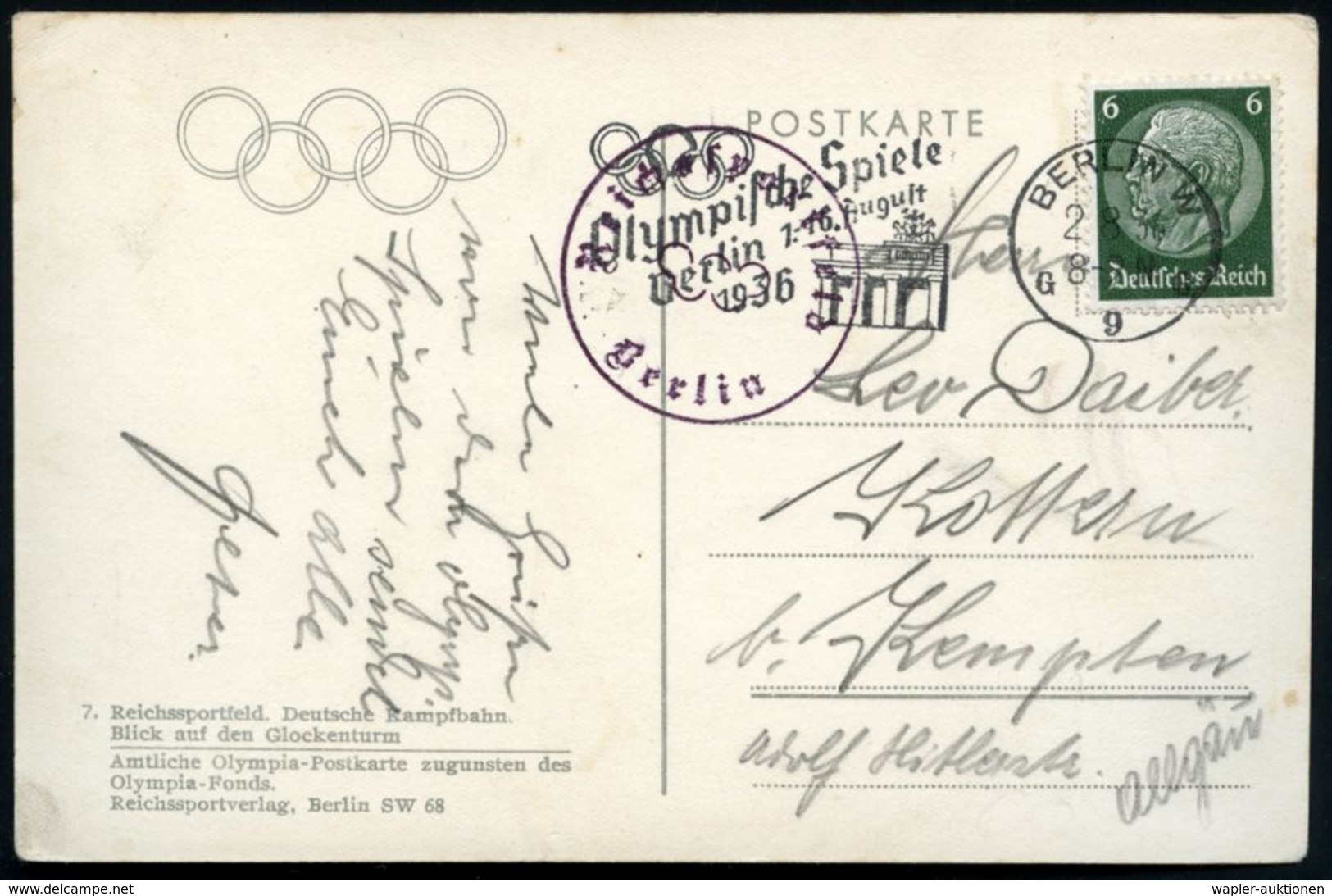 BERLIN W/ G9G/ Olympische Spiele/ Berlin 1.-16.August 1936 (2.8.) MWSt Aus Der Zeot Der Olympiade (Brandenbg. Tor Etc.)  - Ete 1936: Berlin