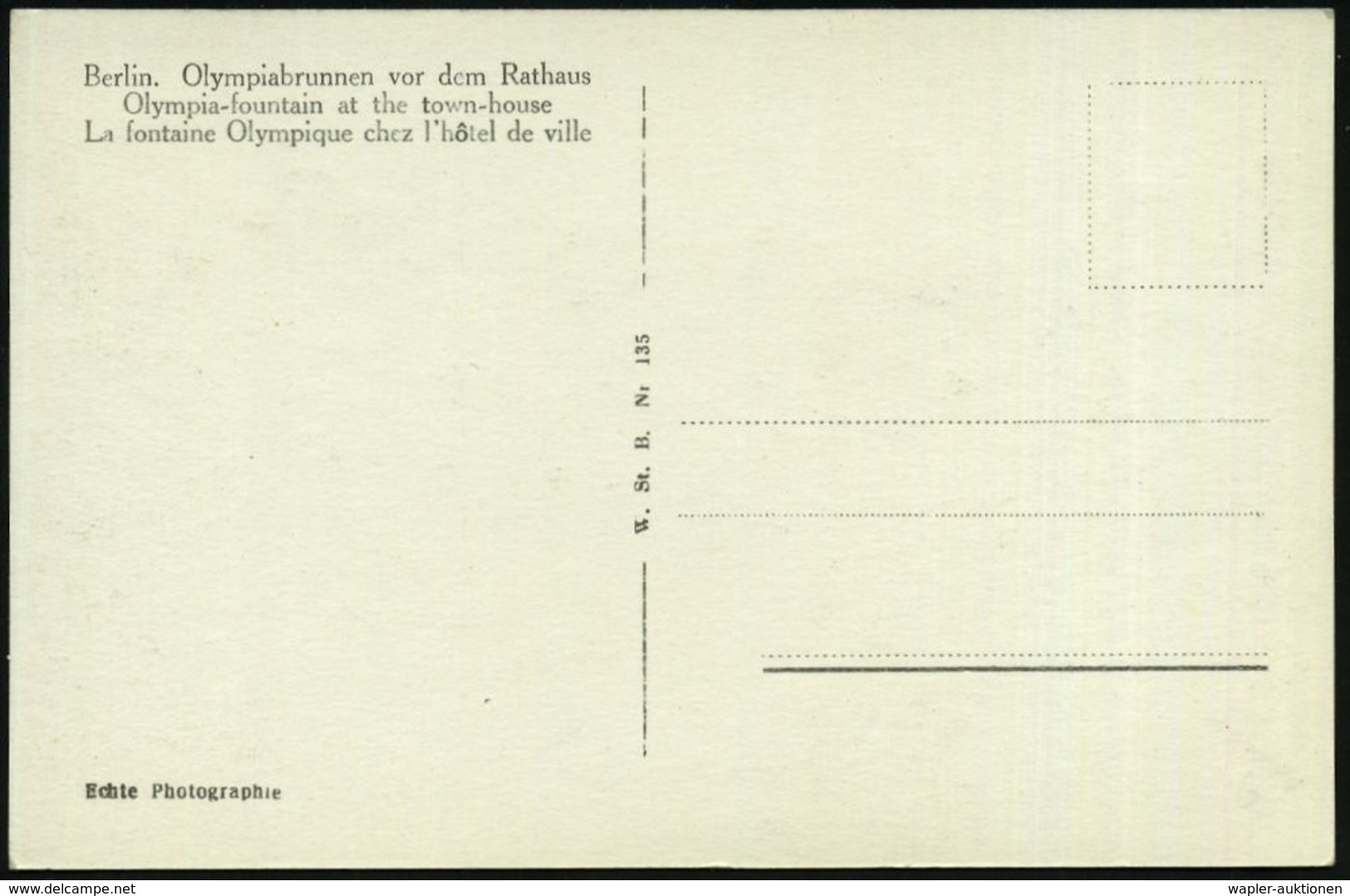 Berlin 1936 S/w.-Foto-Ak.: Olympiabrunnen Vor Dem Rathaus (Wappen Von Ungarn, Türkei U.a.) Ungebr. (Uhv. W. St. B. Nr.13 - Ete 1936: Berlin