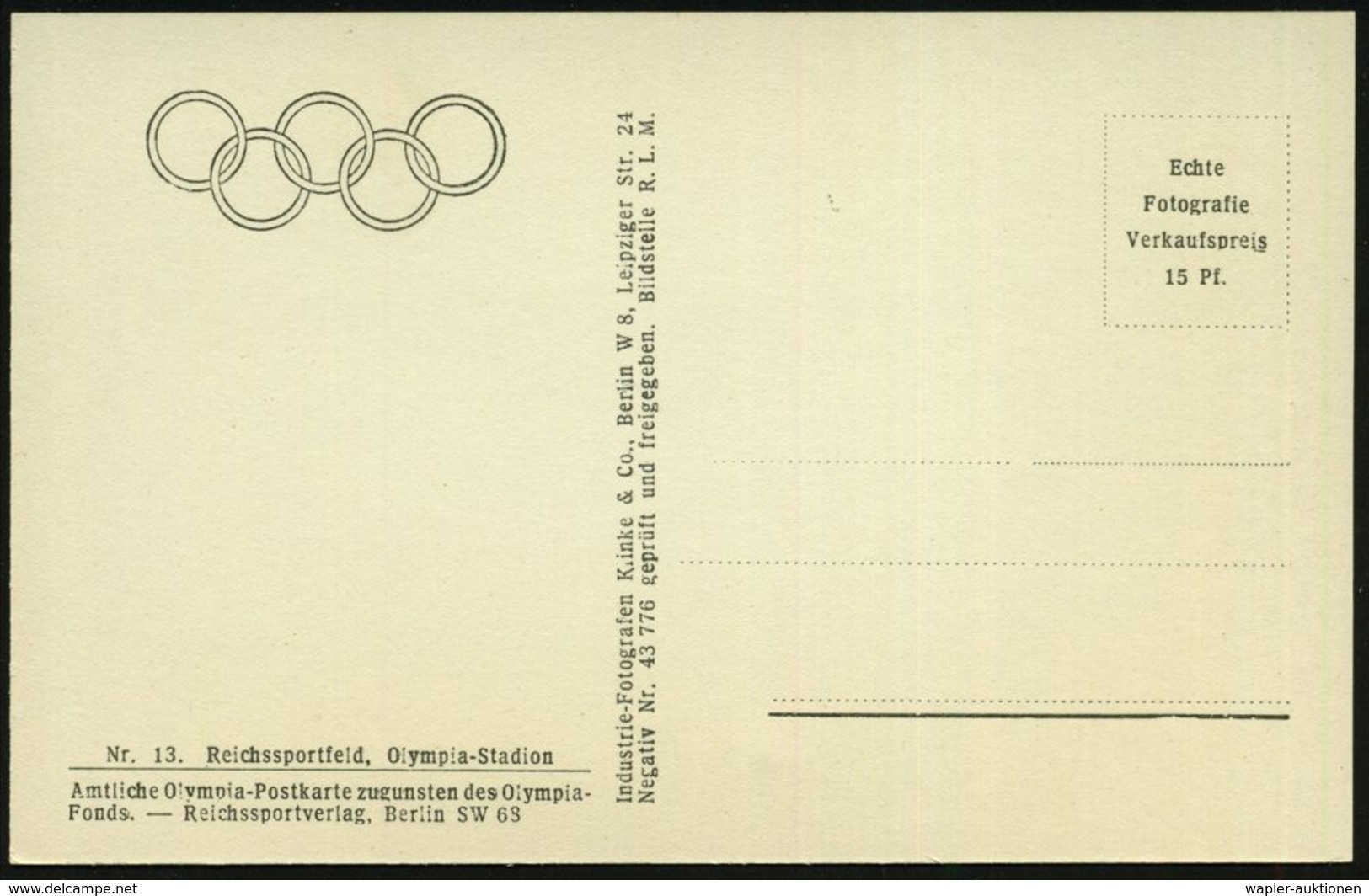 Berlin-Charlottenburg 1936 Amtl. S/w.-Olympia-Foto-Ak: Reichssportfeld, Olympia-Stadiom U. Schwimmstadion (Klinke-Luftbi - Ete 1936: Berlin