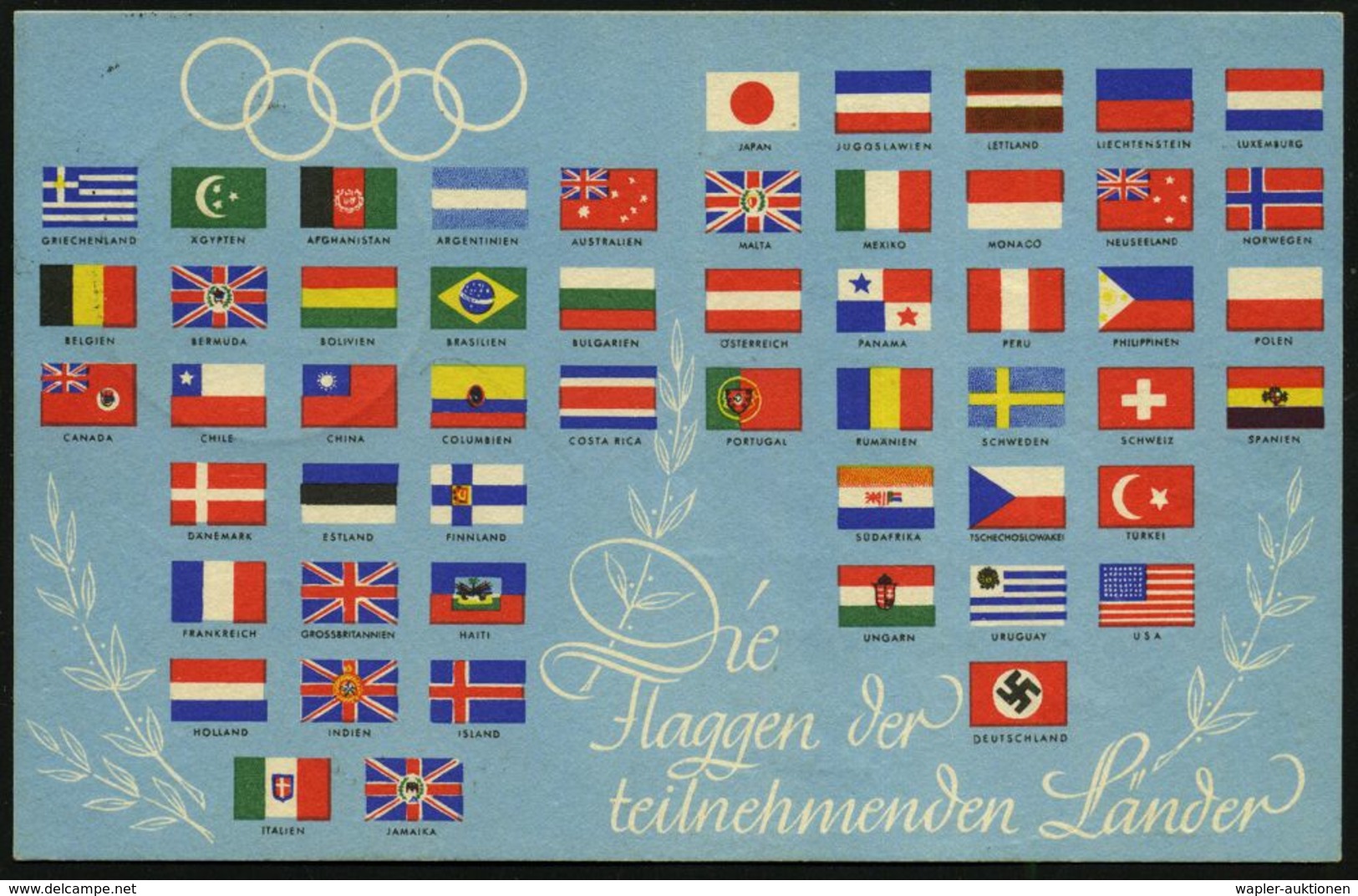 BERLIN OLYMPIA-STADION/ XI.Olympiade 1936 (13.8.) SSt (Olympia-Glocke) Auf EF 6 + 4 Pf. Olympiade + Viol. Olympia-HdN: R - Ete 1936: Berlin