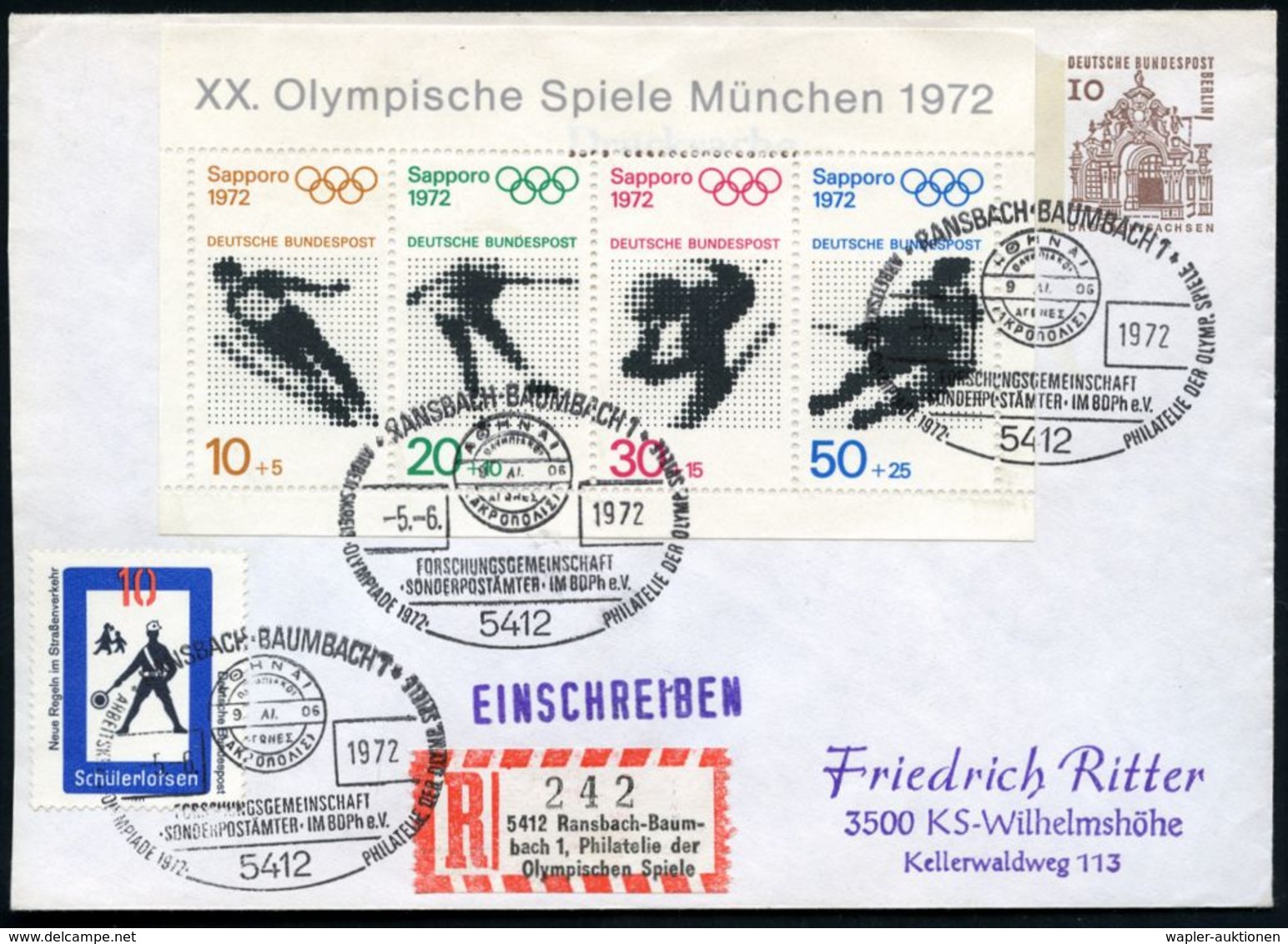 5412 RANSBACH BAUMBACH 1/ ..PHILATELIE DER OLYMP.SPIELE 1972 (5.6.) SSt = Olymp. Griechischer SSt. Von 1906 Auf Olympia- - Ete 1972: Munich
