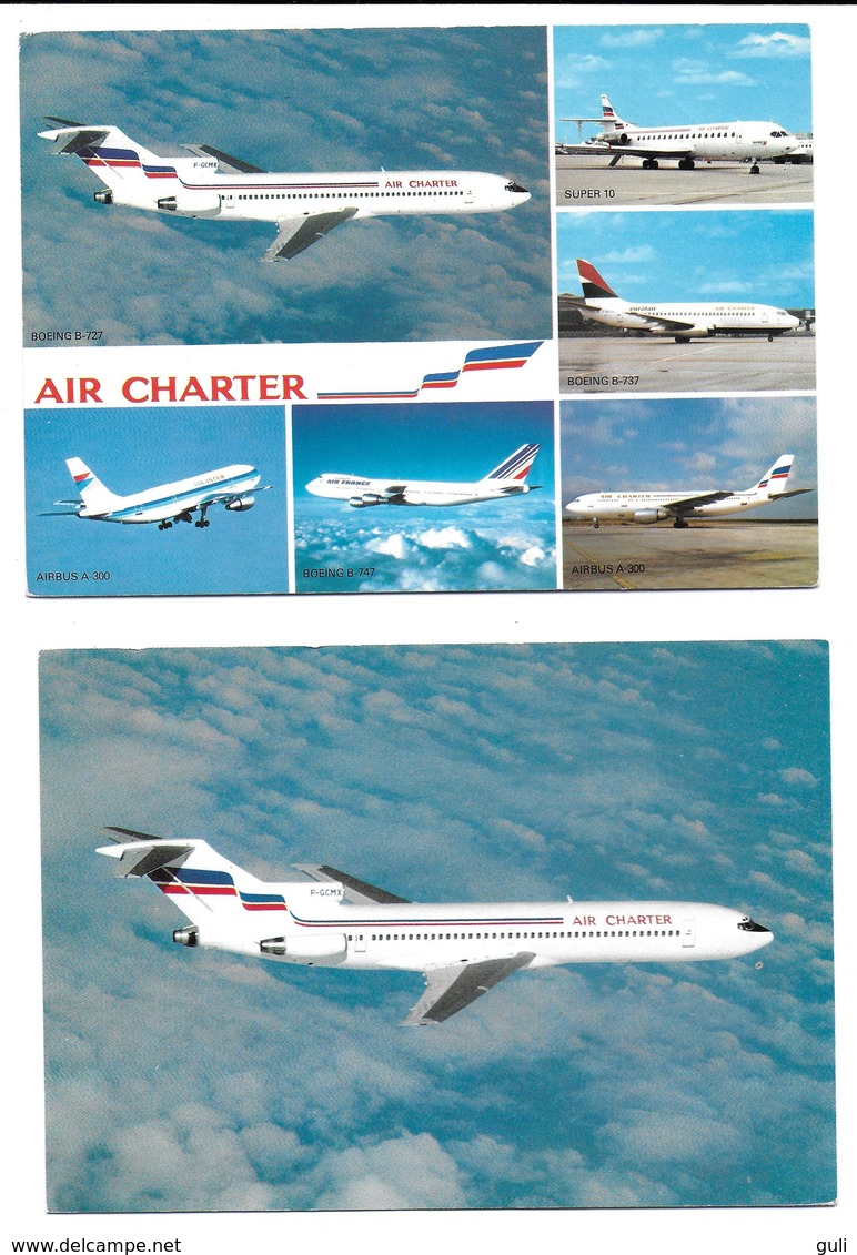 AVIATION Avion Avions AIR CHARTER AIR FRANCE Lot De 2 Cartes (1) BOEING 727 - 228 - Voir Scan R/V Des 2 Cartes*PRIX FIXE - 1946-....: Moderne