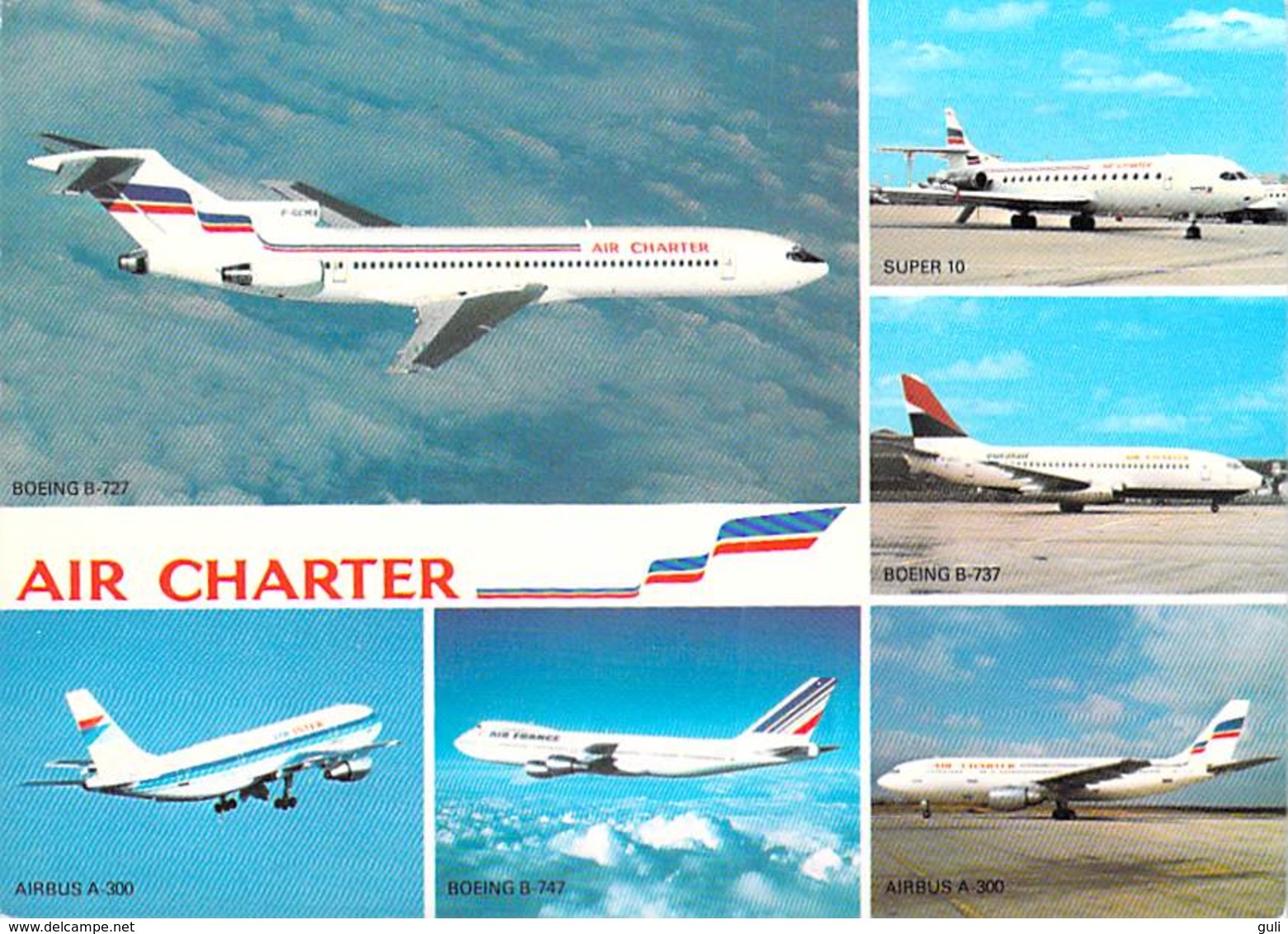 AVIATION Avion Avions AIR CHARTER AIR FRANCE Lot De 2 Cartes (1) BOEING 727 - 228 - Voir Scan R/V Des 2 Cartes*PRIX FIXE - 1946-....: Moderne