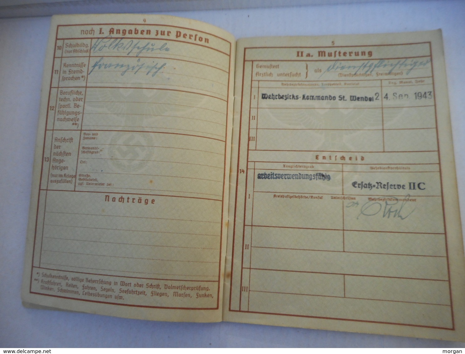 MILITARIA WW2 ALLEMAGNE, LOT DE PAPIERS ET LIVRETS, TRAVAIL, CIRCULATION, IDENTITES