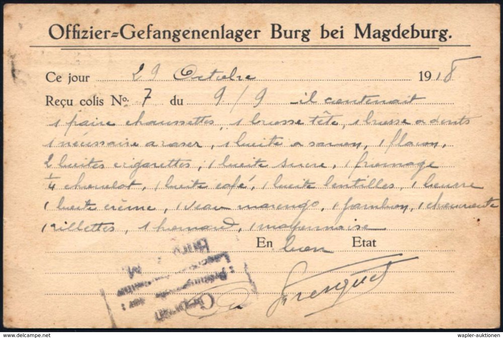 BURG/ *Bz.MAGDEBURG/ B 1918 (2.11./8.11.) 1K-Brücke + Bl.Ra.3: Gefangenenlager/Burg/F.A. + Stummes Dreieck (Wo.18) 2 Kgf - Croix-Rouge