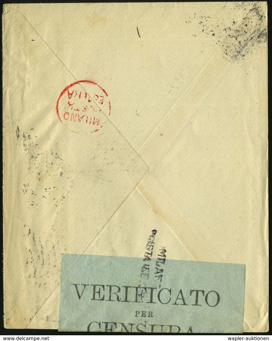 ITALIEN 1916 (4.12.) MaWellenSt: MILANO/CENTRO Auf R.K.-Vordr-Bf: CROCE ROSSA ITALIANA (Milano), Roter Oval-R.K.-HdN + Z - Croix-Rouge