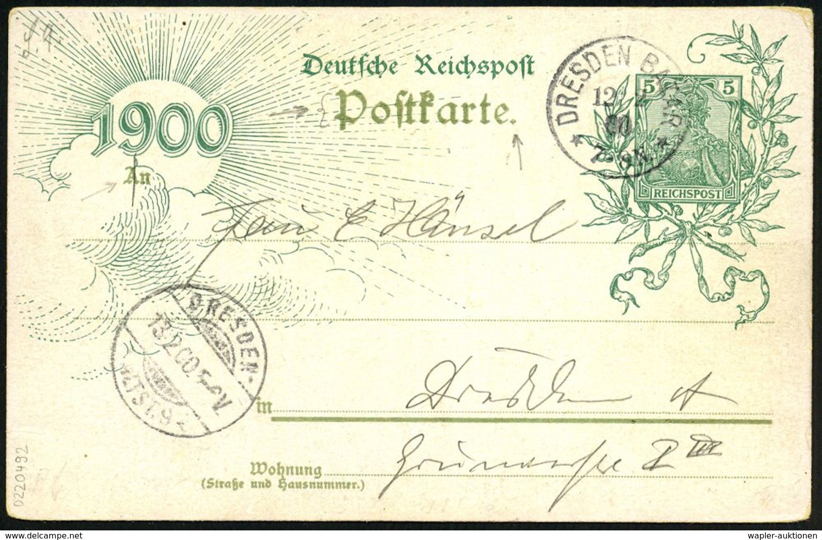 DRESDEN BAZAR 1900 (12.2.) Seltener SSt Auf PP 5 Pf. Germania "1900":  Bazar Für D. Leidende Kindheit = Windmühle, Rotkr - Enfermedades