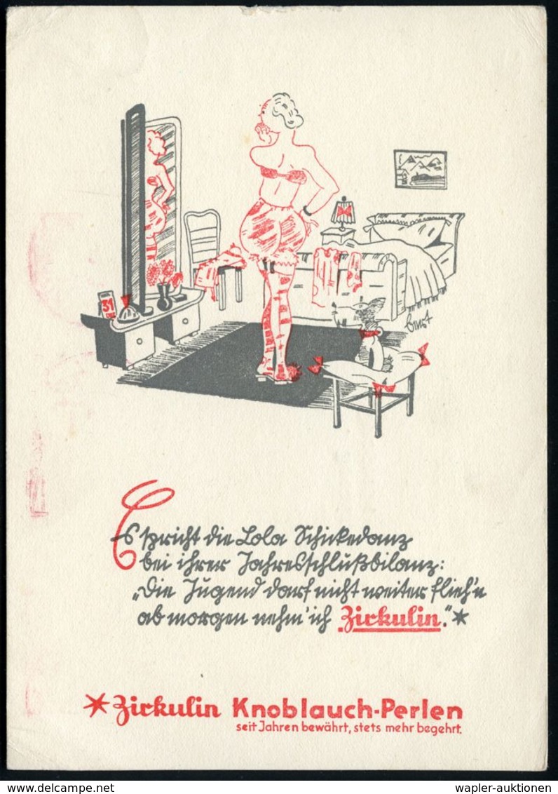 HERDECKE/ Zirkulin/ Knoblauchz-/ Perlen/ Schulte Herbrüggen & Co. 1938 (30.12.) AFS Auf Zweifarbiger Künstler-Reklame-Kt - Farmacia