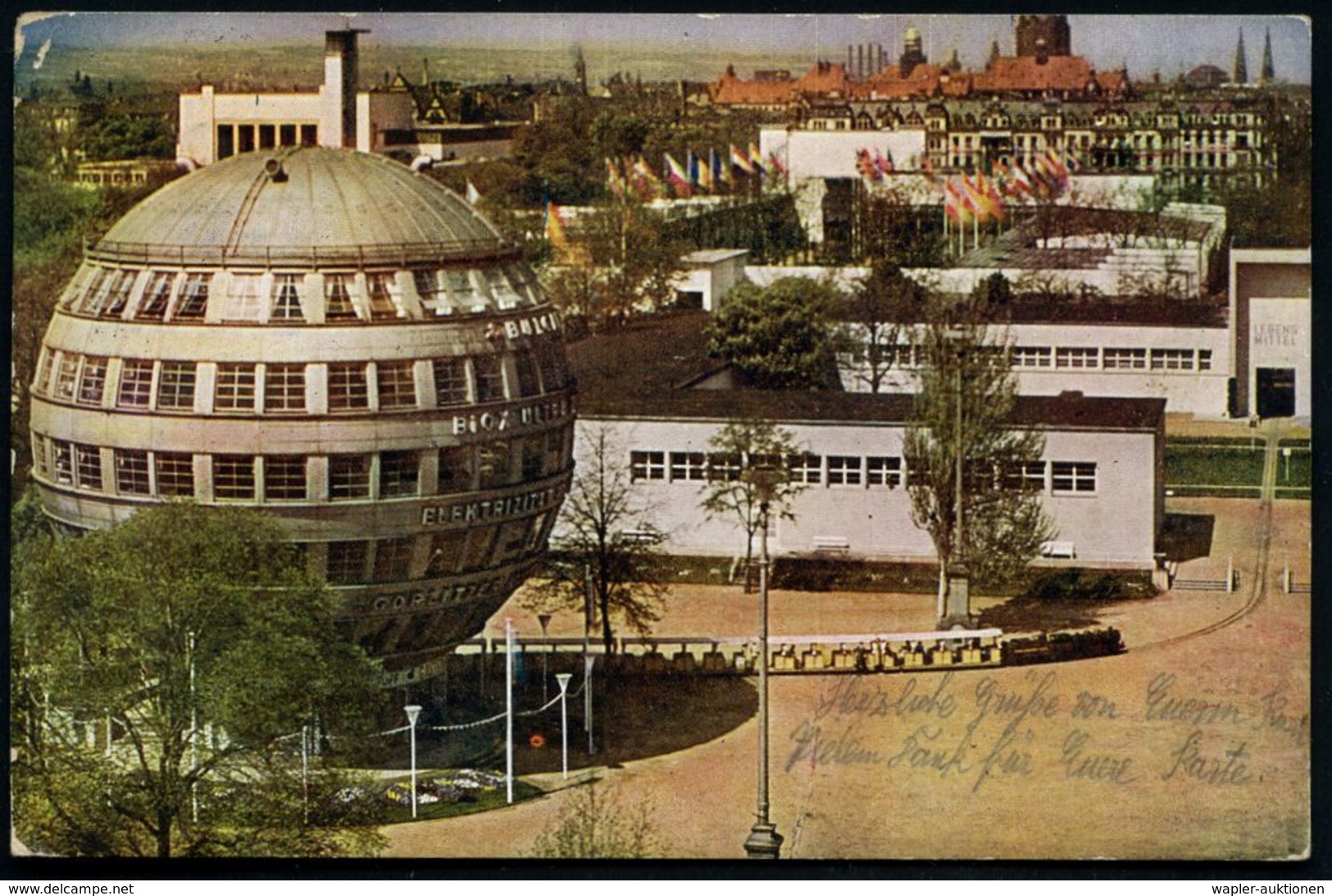 DRESDEN/ *AUSSTELLUNG*/ INT.HYGIEN/ AUSST. 1931 (10.8.) MWSt = Sonne Hinter Portal Der Hygiene-Portal (im Bauhaus-Stil)  - Pharmacie
