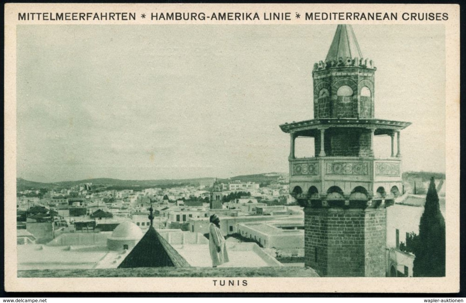 HAMBURG/ 1/ HAMBURG-AMERIKA LINIE/ MITTELMEER-U.ORIENTFAHRTEN 1934 (2.5.) AFS Auf Telegramm-Ak.: Hapag-Fahrt Westl. Mitt - Marittimi