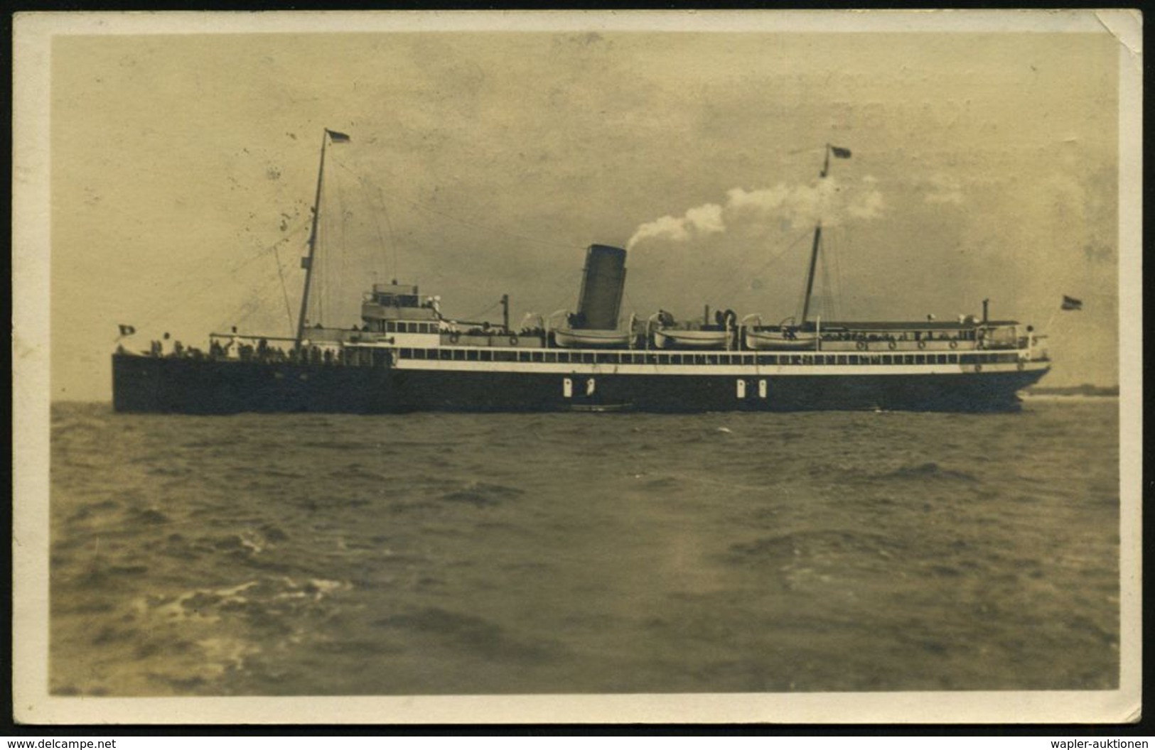 HAMBURG/ *1an 1929 (17.8.) 1K-Steg  Auf EF 10 Pf. Friedr. D. Große + Viol. 1K-Steg-HdN: Auf Hoher See/an Bord/des/Turb.- - Marítimo