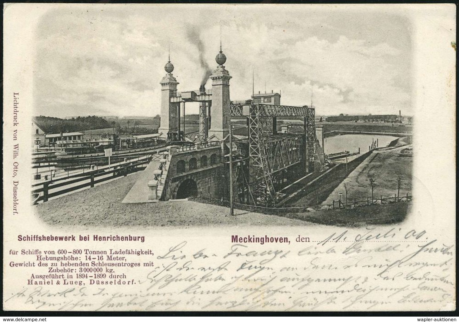 Castrop-Rauxel Henrichenburg 1900 (11.7.) S/w.-Foto-Ak.: Schiffshebewerk Bei Henrichenburg (Meckinghoven) In Dortmund Ge - Maritime