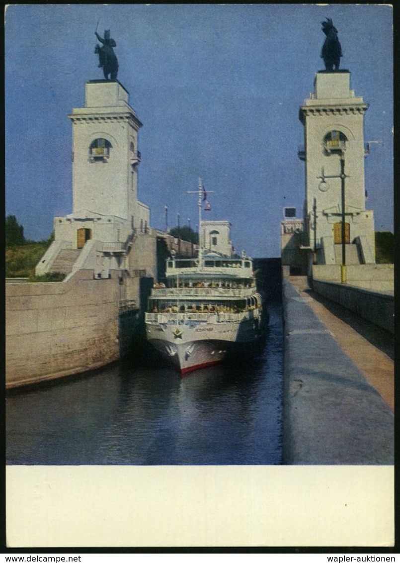 UdSSR 1970 3 Kop. BiP Komsomolzen, Grün: Rostow Am Don, Don-Kanalschleuse Mit Türmen / Reiterstatuen (u. Fahrgastschiff  - Maritime