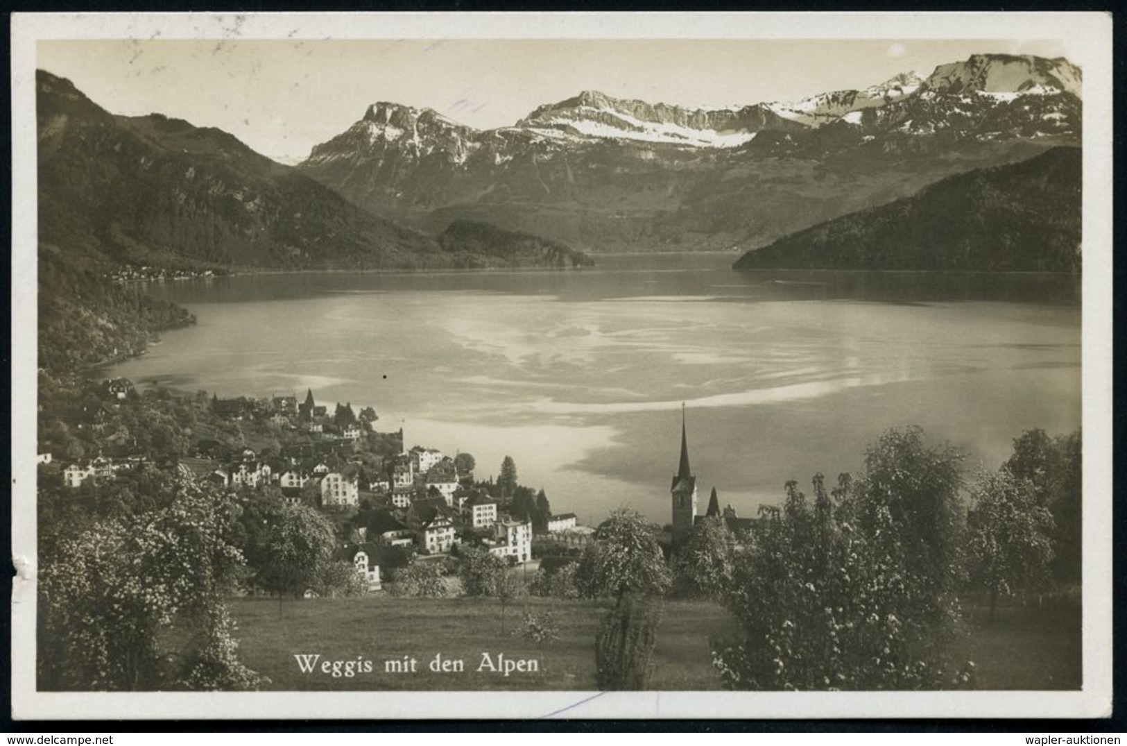 SCHWEIZ 1930 (8.9.) 2K-Gitter: LUZERN - FLÜELEN/17/*SCHIFF* = Kurs 17 Glasklar Auf EF 10 C. Tell , S/w.-Foto-Ausl.-Ak.:  - Maritime