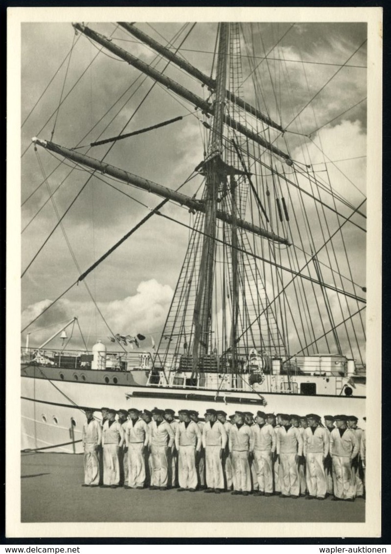 DEUTSCHES REICH 1938 (ca.) S/w.-Foto-Ak.: Marine-Hitler-Jugend, Segelschulschiff "Horst Wessel" , Ungebr. (Verlag EAS, S - Maritime