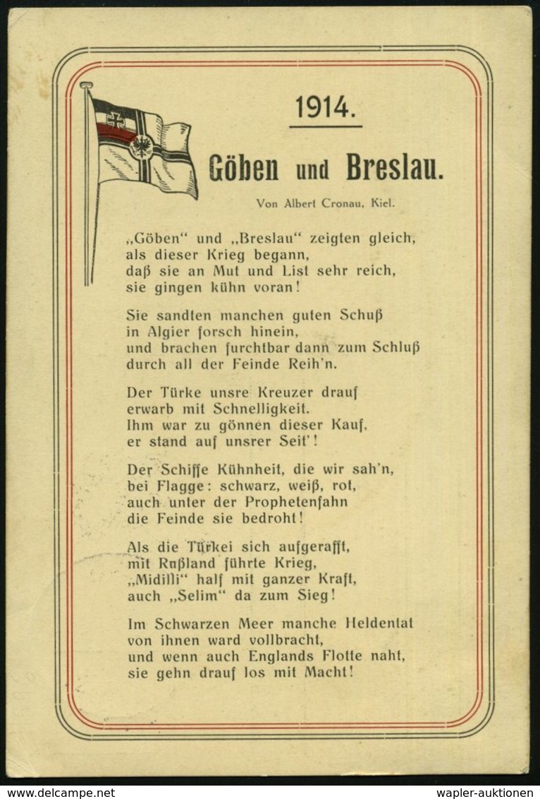 DEUTSCHES REICH 1915 (4.6.) 1K-BPA: KAIS. DEUTSCHE/MARINE-/SCHIFFSPOST/No.9 = S.M.S. "Deutschland" = Linienschiff; Flags - Maritime