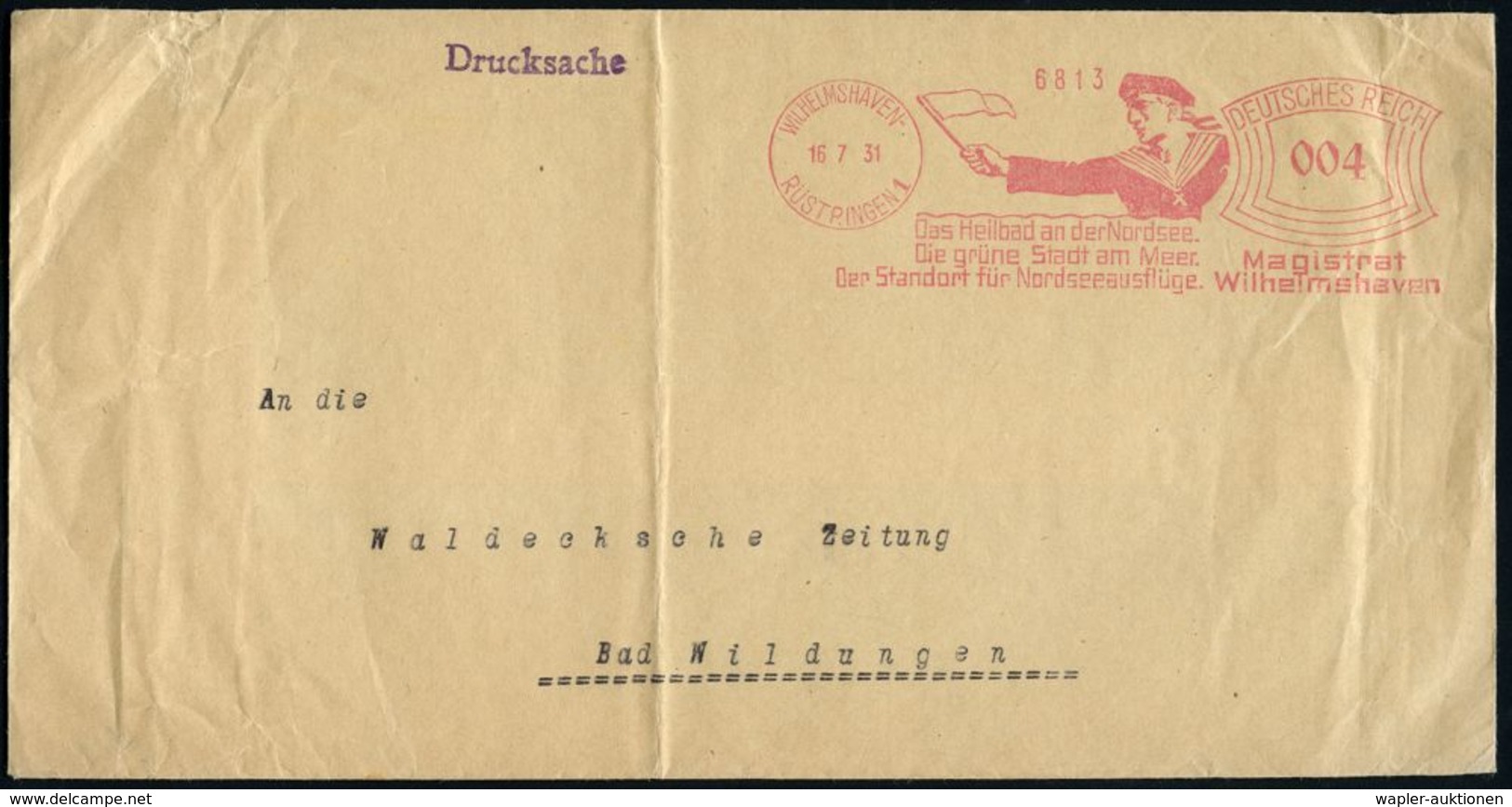 WILHELMSHAVEN-/ RÜSTRINGEN 1/ Das Heilbad A.d.Nordsee/ Die Grüne Stadt Am Meer../ Magistrat 1931 (16.7.) AFS = Signalgas - Maritime