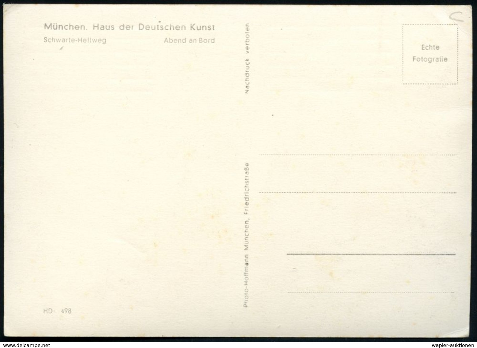 DEUTSCHES REICH 1939 (ca.) S/w.-Künstler-Ak.: Haus Der Deutschen Kunst (München): "Abend An Bord" = Matrosen Mit Mund- U - Maritime