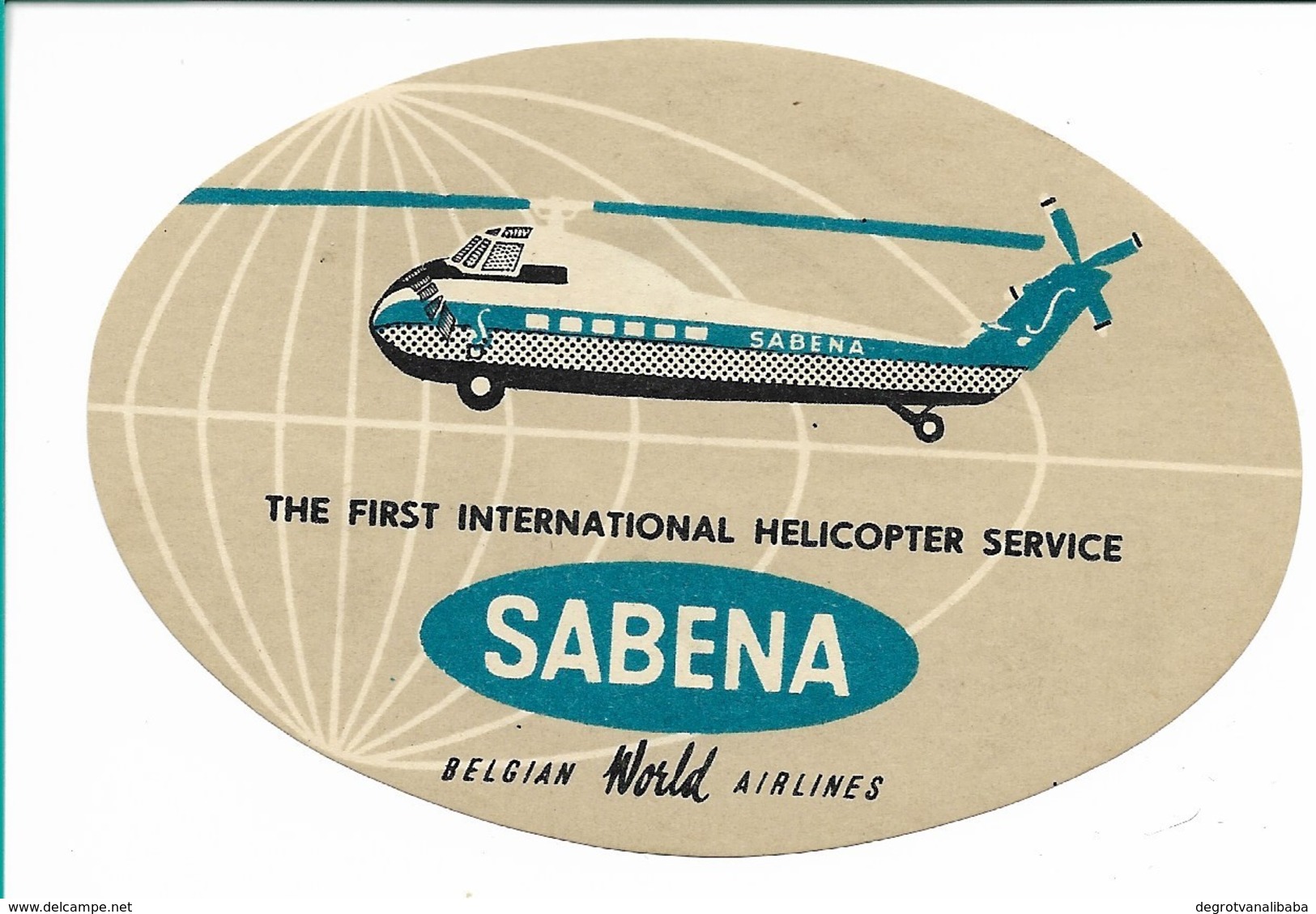 SABENA - Bagage Etiket: The First International Helicopter Service (grijs) - Baggage Etiketten